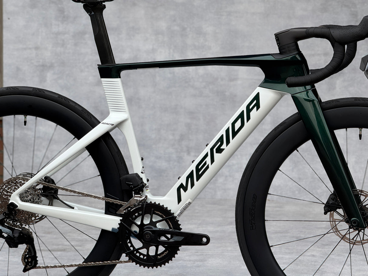 Merida Reacto 7000 Racefiets Carbon Sram (Glossy Pearl White Halo Green)